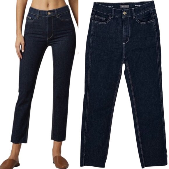 DL1961 Mara Straight High Rise Instasculpt Ankle Jeans in Snyder Dark Wash Sz 27 - Picture 1 of 16